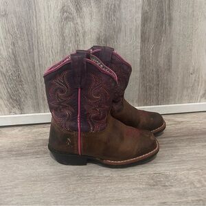 Dan Post Tryke Leather Cowboy Boots Youth Toddler Girls 7 Brown Western Farm
